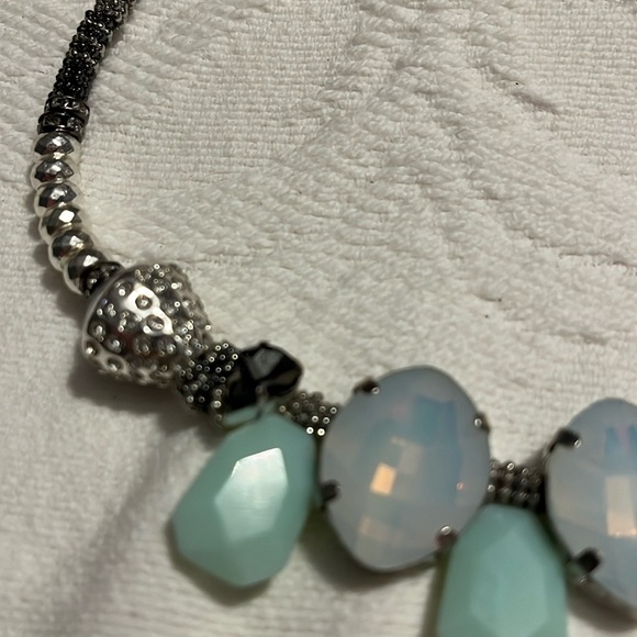 Statement necklace with light turquoise colored stones - Picture 5 of 5